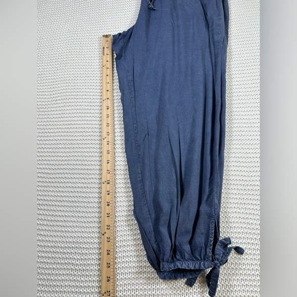Casual Blue Pull-On, Elastic Waist, Ankle Tie Pants. Rayon. Size 2X. - Picture 10 of 11